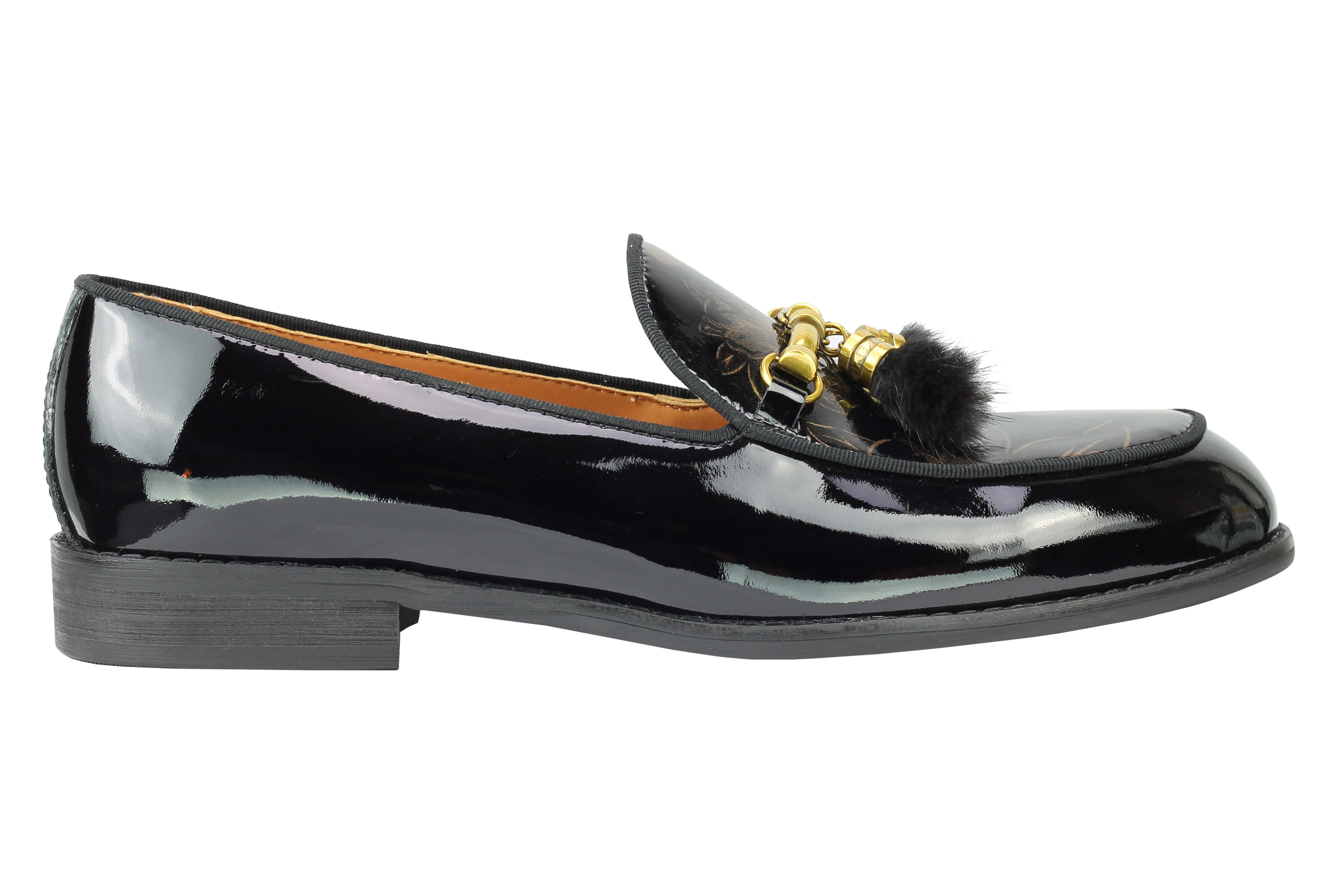 mens patent black loafers